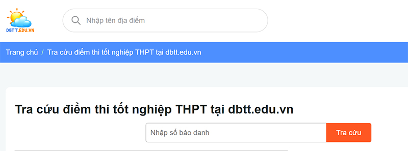 Tra cứu điểm thi THPTQG tại website dbtt.org